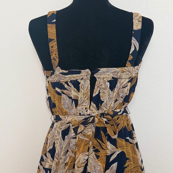 Forever 21 Tropical Leaf Print Maxi Dress – Navy & Mustard – Square Neck - Picture 3 of 4
